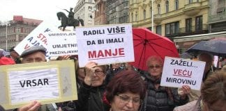 PROSVJED UMIROVLJENIKA U ZAGREBU: ‘Želimo zaustaviti siromaštvo i poniženje u starosti!’