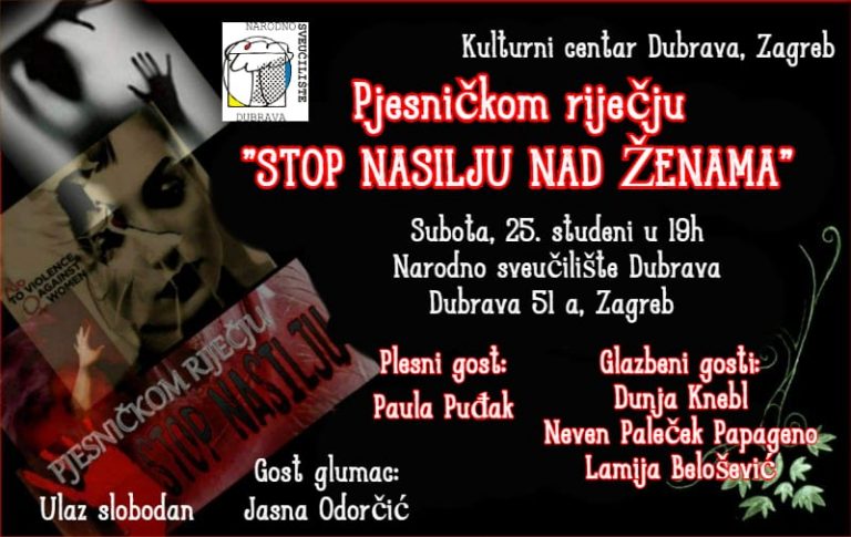 “Pjesničkom riječju „STOP NASILJU NAD ŽENAMA“ 2023.” u Narodnom sveučilištu Dubrava