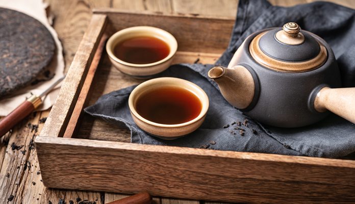Medicinal Pu-erh tea in ceramic cups